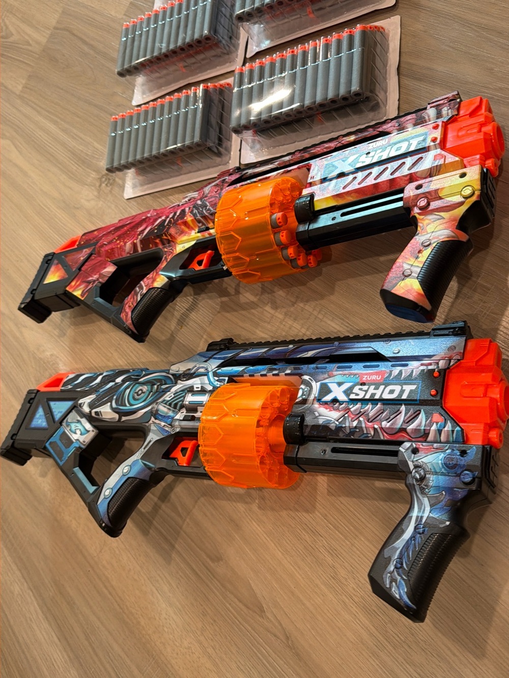 Kids Dart Blaster Toy - Blue and Orange Rotating Drum